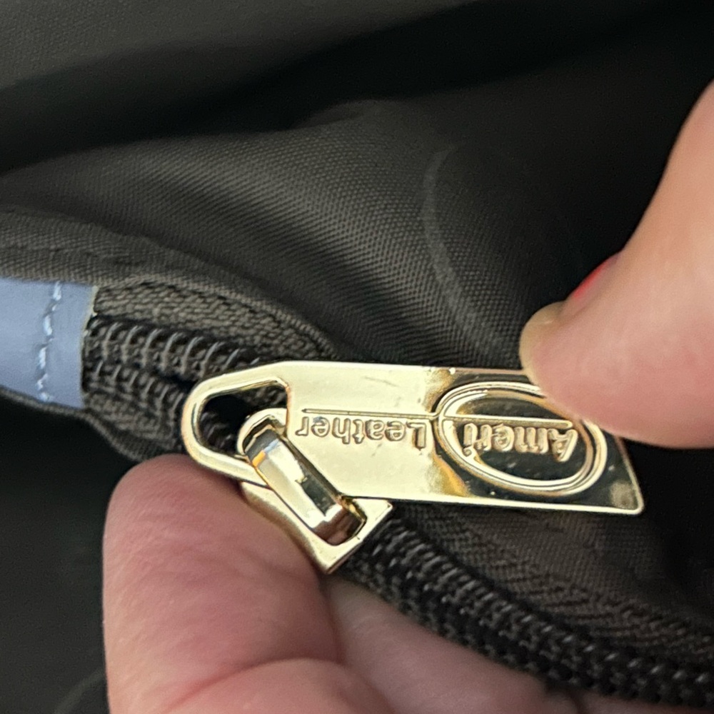 Ameri Leather Blue/Gray Leather Handbag Tote Bag,… - image 6